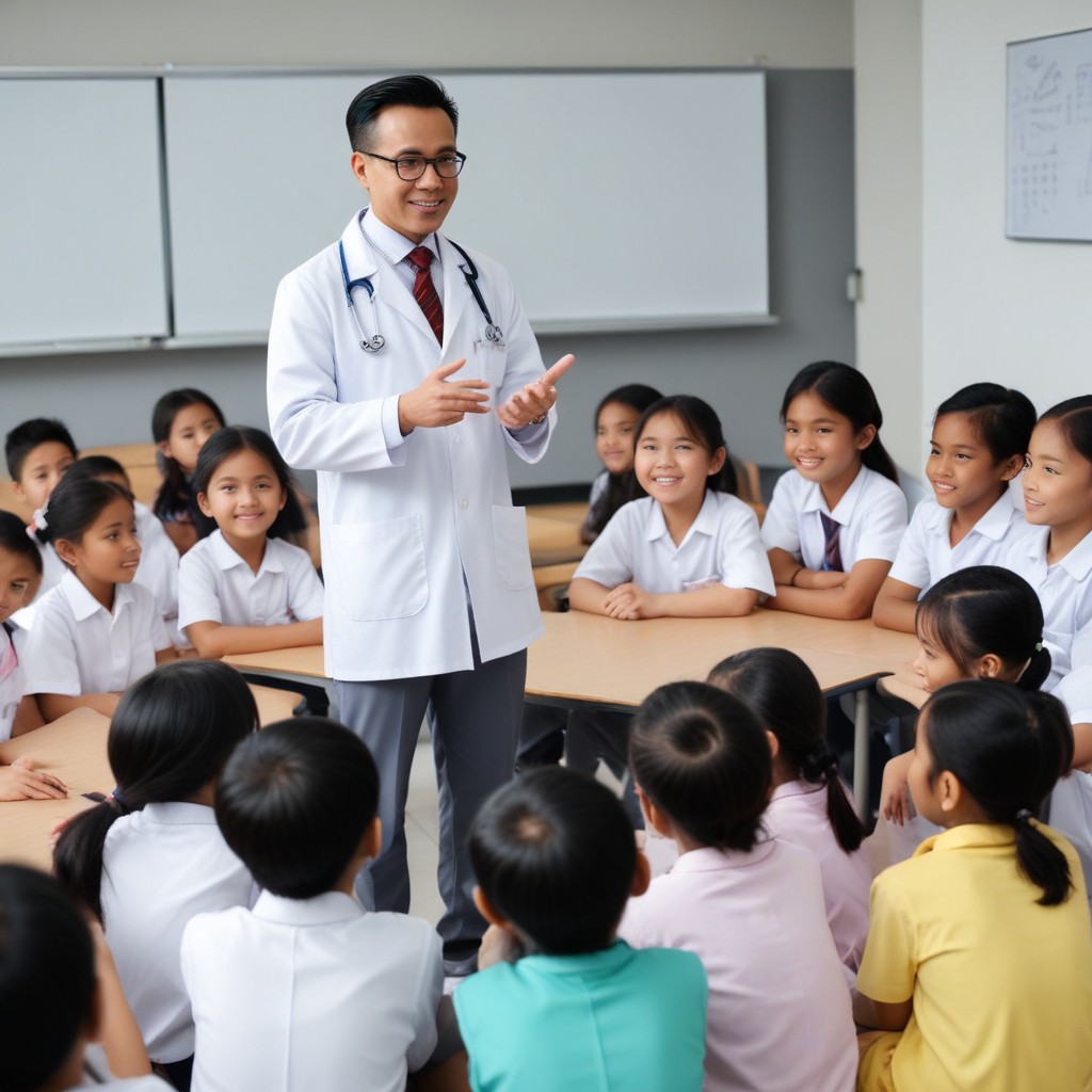 pikaso_texttoimage_malaysian-doctor-with-school-kids-having-seminar