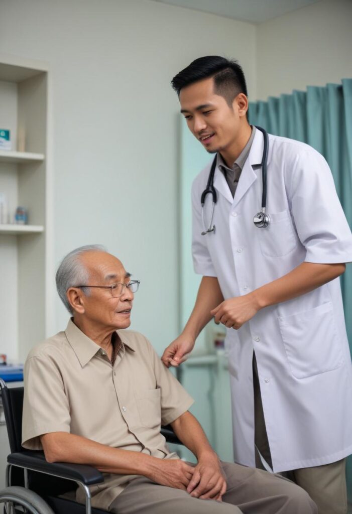 pikaso_texttoimage_one-Malaysian-young-male-doctor-consult-an-old-man